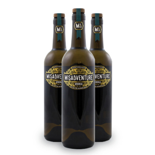 Three bottles of Misadventure Vodka